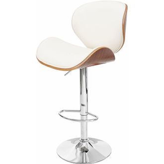 Hhg Hhg - Nunca Usado] Taburete De Bar Foxrock, Taburete De Bar, Madera Curvada Dise&ntilde;o Retro, Aspecto Nogal, Imitaci&oacute;n Cuero Crema