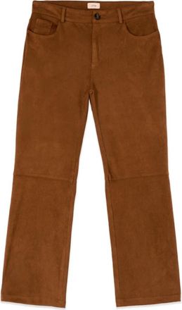 Oltre Flared broek van zachte stof - Dames - Wijde Broeken - Bruin - 2XL - Leer - Broeken