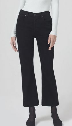 Citizens Of Humanity Isola Cropped Bootcut Flare Jeans In Plush Black