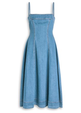 Paige Pippa Panelled Denim Midi Dress - Blue - 10 (UK14 / L)