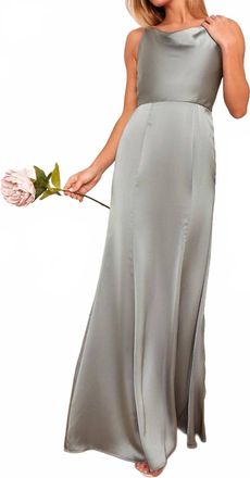 Chi Chi London Cowl Neck Satin Maxi Dress In Grey