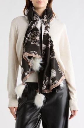 La Fiorentina Floral Wrap Scarf in Black/Beige at Nordstrom Rack