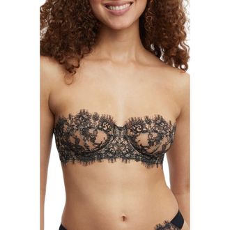 Skarlett Blue Entice Strapless Lace Underwire Bra in Black/nylon at Nordstrom, Size 32Dd