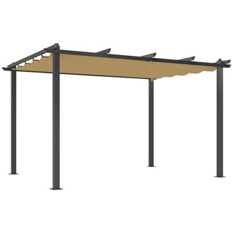 Matteo 3x4m Aluminium Garden Pergola with Retractable Khaki Roof
