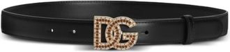 Dolce & Gabbana Black Crystal Embellished Buckle Belt