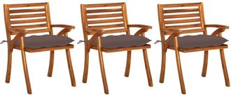 vidaXL Sillas De Comedor Jard&iacute;n Con Cojines 3 Uds Madera Maciza Acacia Vidaxl