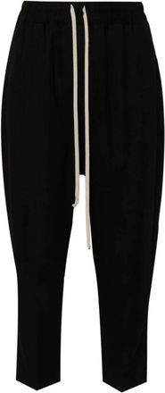 Rick Owens Zwarte wollen cropped broek met trekkoord - Dames - Broeken - Zwart - L - Wol - Broeken