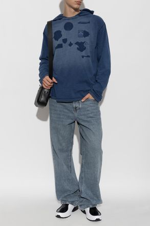 Diesel T-shirt T-NOX-LS-HOOD, Mens, Navy Blue