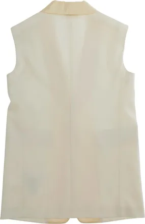 Maison Margiela Girls Sleeveless Jacket V-Neck Beige Wool Blend Blazers