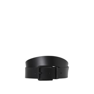 HUGO BOSS Classic Black Leather Belt Matte Buckle