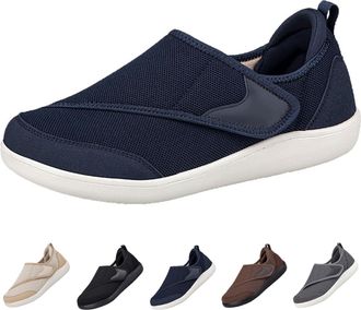 Generic Extra Wide Shoes for Men Lightweight Breathable Mesh Orthopaedic Shoes with Adjustable Walking Shoes for Swollen Feet Non Slip Casual Comfortable Snea