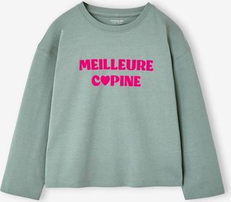 Vertbaudet M&auml;dchen Langarmshirt mit Schriftzug gr&uuml;n
