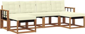 vidaXL Conjunto De Sof&aacute;s De Exterior 6 Uds. Natural Y Crema Vidaxl