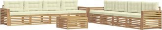 vidaXL Conjunto De Sof&aacute;s De Exterior 9 Uds. Blanco Y Crema Poli&eacute;ster Vidaxl