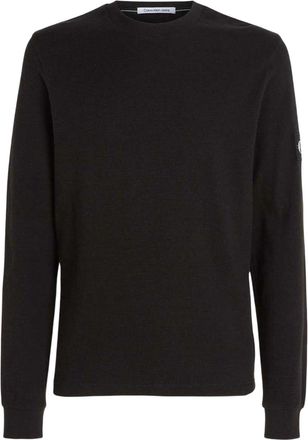 Calvin Klein Heren Wafel Top met lange mouwen (Zwart)