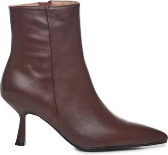 Bibi Lou Leren Stiletto Laarzen Bordeaux Kleur - Dames - Laarzen met Hak - Rood - 38 EU - Leer - Schoenen