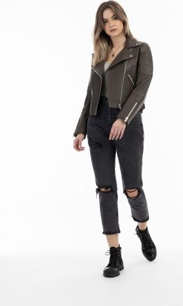 Dreimaster Dreimaster Lederen jas Dames taupe