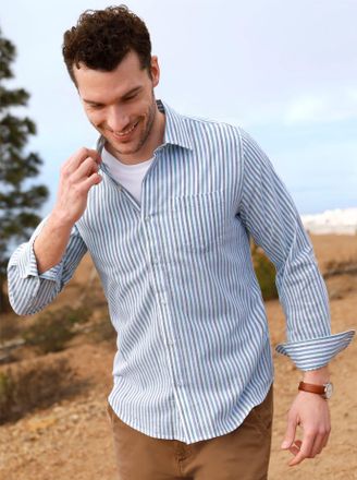 Catamaran Langarmhemd CATAMARAN, Herren, Gr. 39/40, Normalgr&ouml;ssen, weiss (wei&szlig;, gestreift), 100% Baumwolle, gemustert, gestreift, k&ouml;rpernah, Hemden Langarmhemd