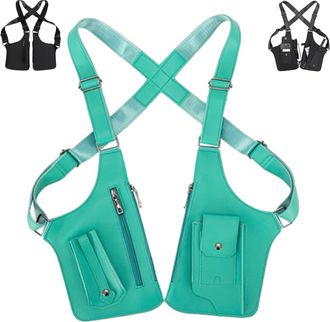 Generic Premium Leather Adjustable Underarm Shoulder Bag, Anti-Theft Hidden Chest Crossbody Travel Bag with Multiple Pockets for Daily Use (Green)