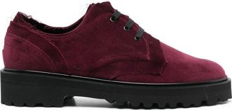 Yohji Yamamoto velvet lace-up derby shoes - men - Calf Leather/Rubber/Fabric/Fabric - 21 - Red