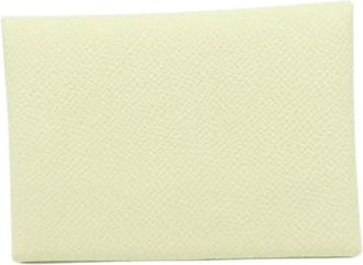 Herm&egrave;s Pre-owned Calvi Duo Leather Coin Case - - Pre-owned - Donna - Beige - ONE SIZE