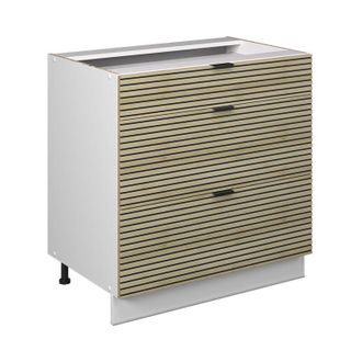 Vicco Mueble Bajo De Cocina Fame-line, Panel De Roble, 80 Cm Con 3 Cajones, Sin Encimera