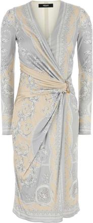 Versace Multicolor Coupe Des Dieux-print Midi Dress