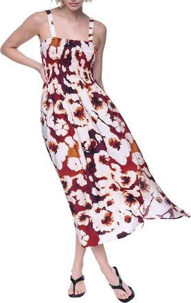 DKNY Printed Smocked Dress