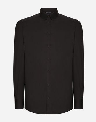 Dolce & Gabbana Stretch Cotton Gold-fit Shirt - Man Shirts Black 37