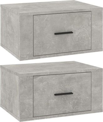 vidaXL Vidaxl - Mesitas de noche de pared 2 uds gris hormigón 50x36x25 cm