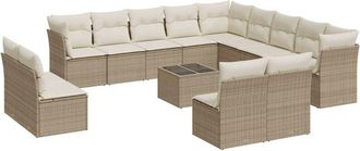 vidaXL Set Sof&aacute;s De Jard&iacute;n 14 Pzas Con Cojines Rat&aacute;n Sint&eacute;tico Beige Vidaxl