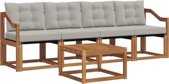vidaXL Conjunto De Sof&aacute;s De Exterior 5 Uds. Gris Natural Y Claro Vidaxl