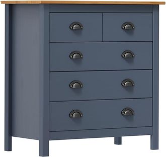 vidaXL Mesita De Noche Hill Madera Maciza De Pino Gris 79x40x80 Cm Vidaxl