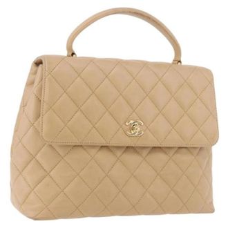 Chanel Pre-owned Vintage Hand Bag - Dames - Vintage Handtas - Beige - ONE Size - Leer - Vintage