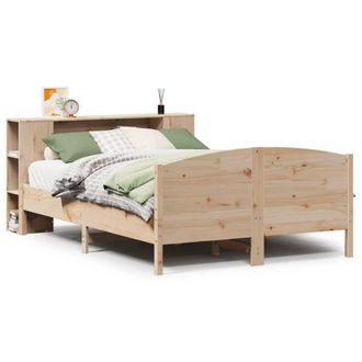 Berkfield Home Bookcase Bed without Mattress 135x190cm Solid Wood Pine in Light Tan | Size: 135x190 cm