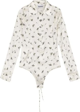Ganni Body a fiori - Bianco