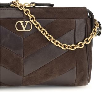 Valentino Garavani Womens Shoulder Bag Panthea Ebony Brown-Oak Brown Calf Leather Brown/oak