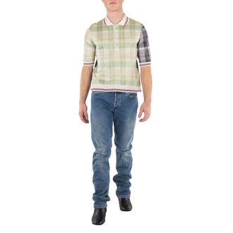 Thom Browne Mens Seasonal Multi Fun-Mix Cotton Silk Madras Polo Shirt