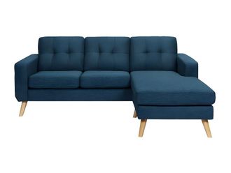 VENTE-UNIQUE.COM Sof&aacute; rinconera poli&eacute;ster 4 plazas azul 198x160cm