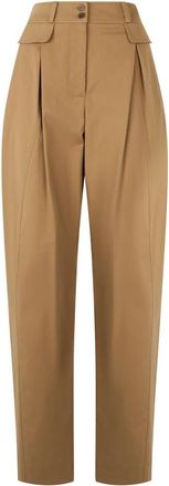 Alberta Ferretti Casual High-Waisted Pants - Dames - Broeken - Beige - S - Katoen - Broeken