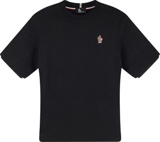 Moncler Logo Katoenen T-Shirt - Dames - T-shirts - Zwart - XS - Katoen - Tops