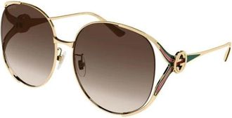 Gucci Oversized Ronde Zonnebril - Dames - Zonnebrillen - Geel - 63 MM - Accessoires