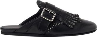 Scarosso Gaia Mule - Dames - Slip ons - Zwart - 39 1/2 EU - Leer - Schoenen