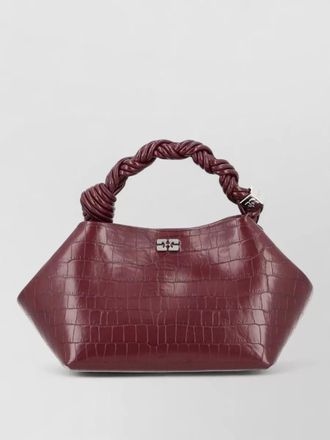 Ganni tote bag structured croc texture twisted handle