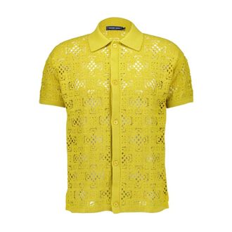 Frescobol Carioca Short Sleeve Shirts, male, Yellow, M, Cotton Crochet Shirt