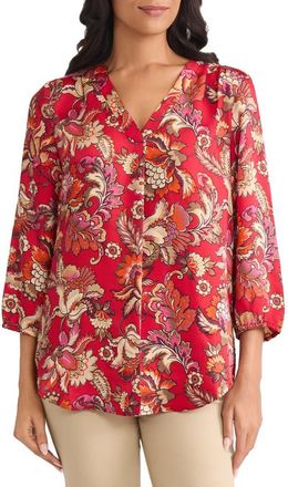 Jones New York Floral Top in Deep Rouge Multi at Nordstrom, Size X-Small P