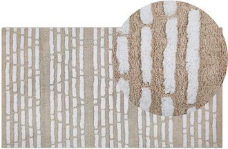 Beliani Beliani - Hand Woven Cotton Area Rug Beige Shaggy 120 x 180 cm Boho Bedroom Hallway Ahirli