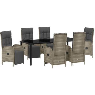 vidaXL Conjunto De Comedor De Jard&iacute;n 7 Pcs Gris Rat&aacute;n Sint&eacute;tico Vidaxl