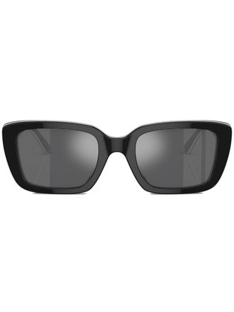 Tory Burch rectangle-frame logo-plaque sunglasses - women - Acetate - 51 - Black