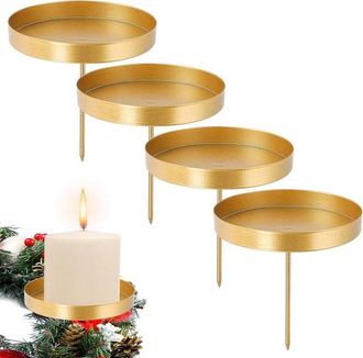 OEM Juego De 4 Candelabros Dorados De 8 Cm - Elegante Portavelas De Metal Para Mesa Y Corona De Adviento